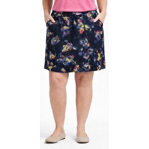 Christopher & Banks Skort Elastic Waist Floral W/ Pockets Stretchy Womens Size L
